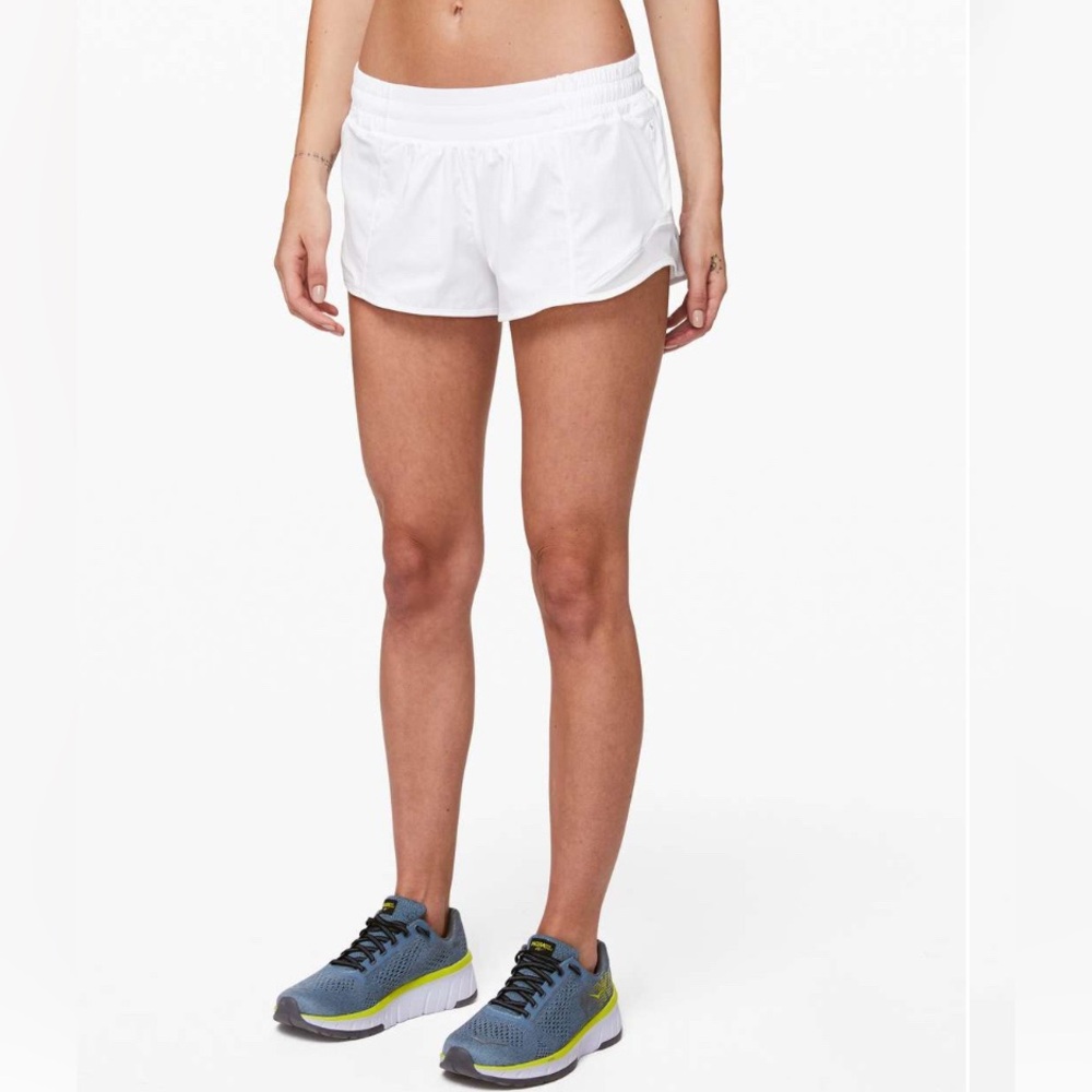 Lululemon Hotty Hot Short II *2.5"
White
Size 4
Two faded red spots